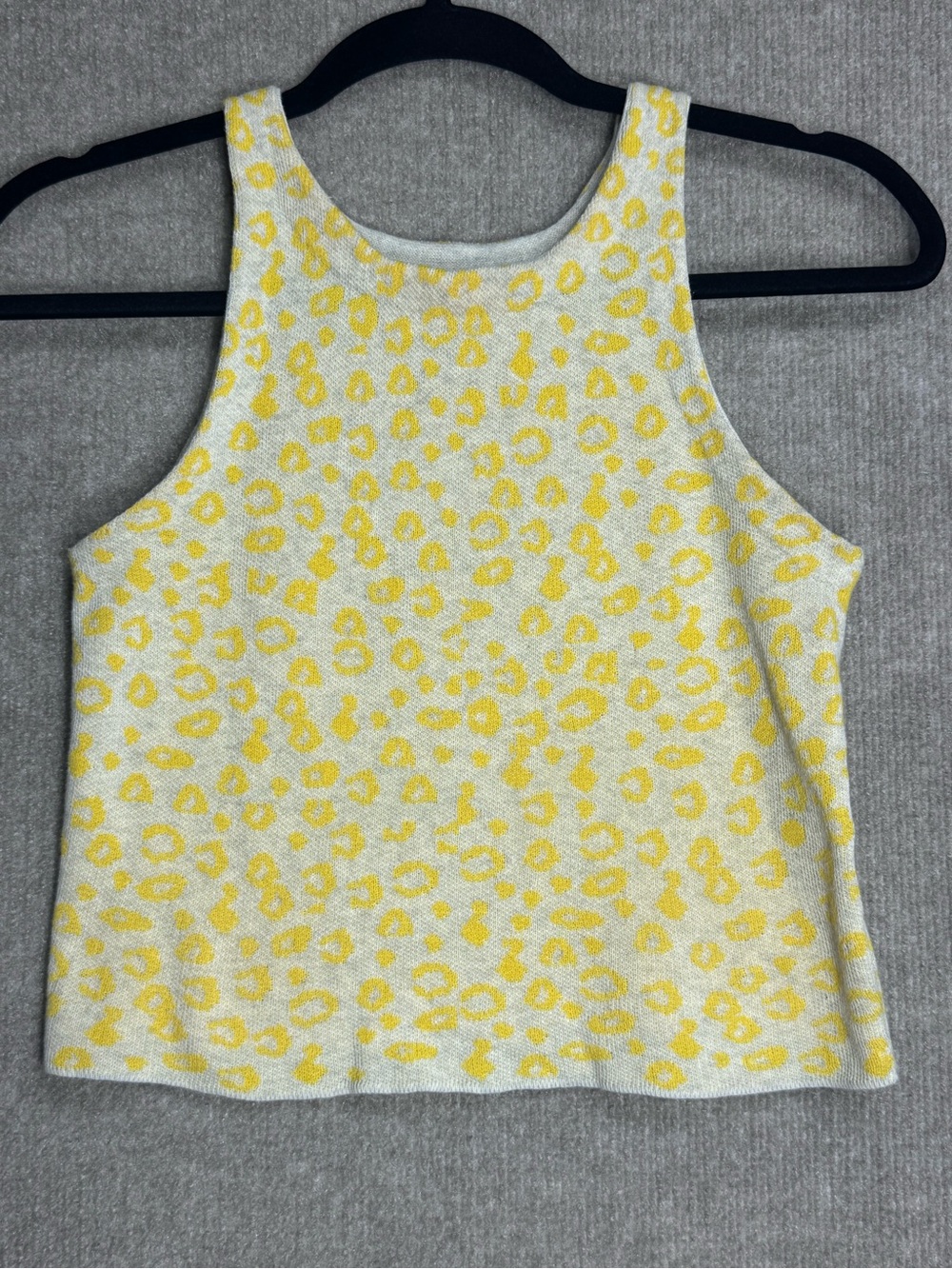 Storia Yellow Animal Print Cropped Textured Tank Size Small